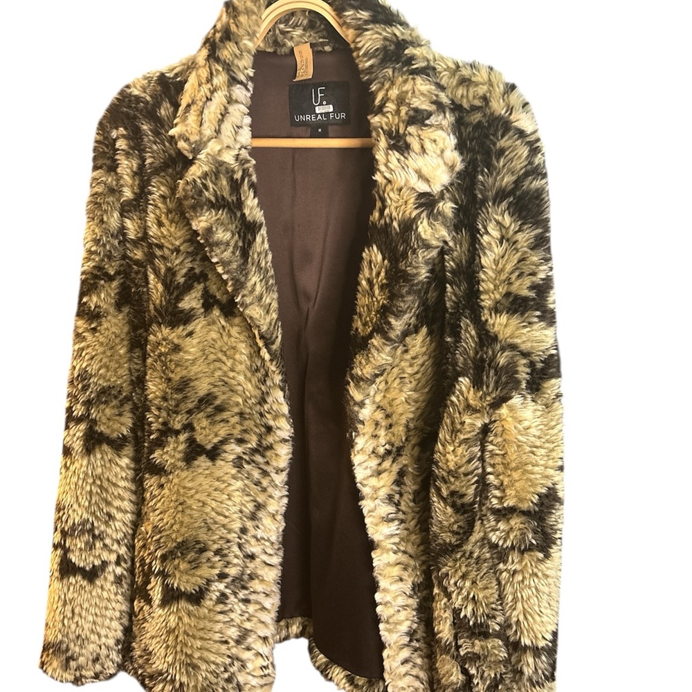Unreal Fur Women's Teddy Jacket - Brown and Cream